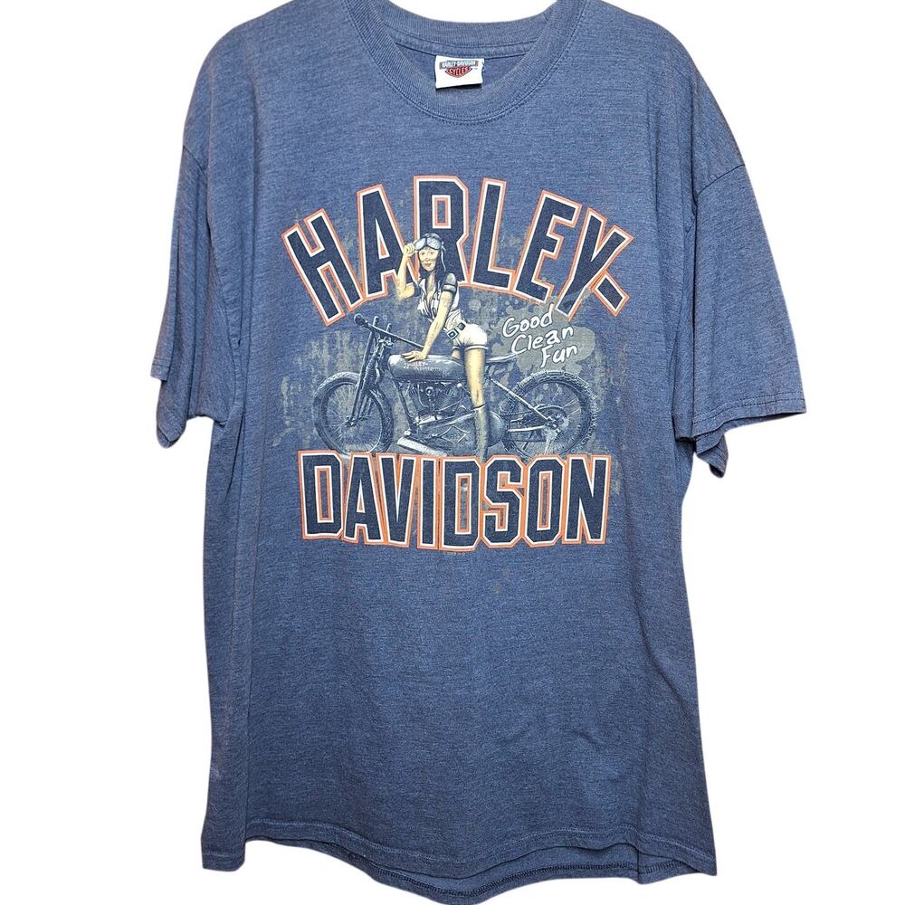 Harley Davidson Sexy mud Pin-up girl y2k vintage double sided graphic print tee